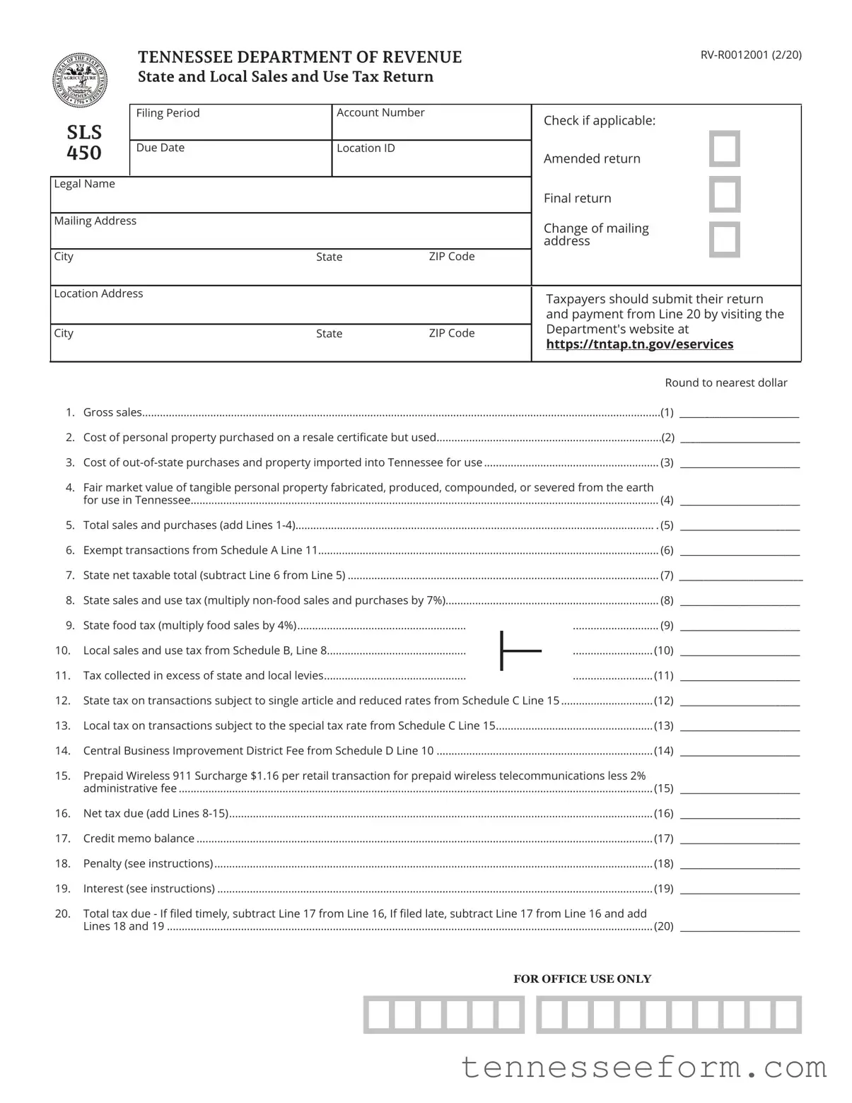 Get 450 Tennessee Template in PDF