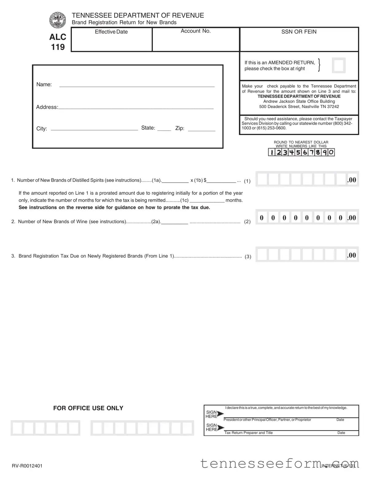 Get Alc 119 Tennessee Template in PDF
