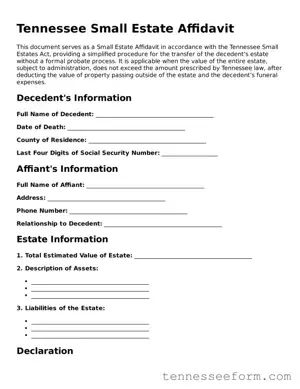 Tennessee Small Estate Affidavit Document