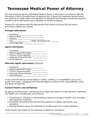 Tennessee Medical Power of Attorney Document