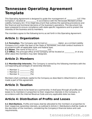 Tennessee Operating Agreement Document