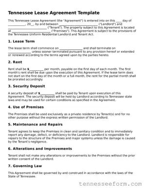 Tennessee Lease Agreement Document