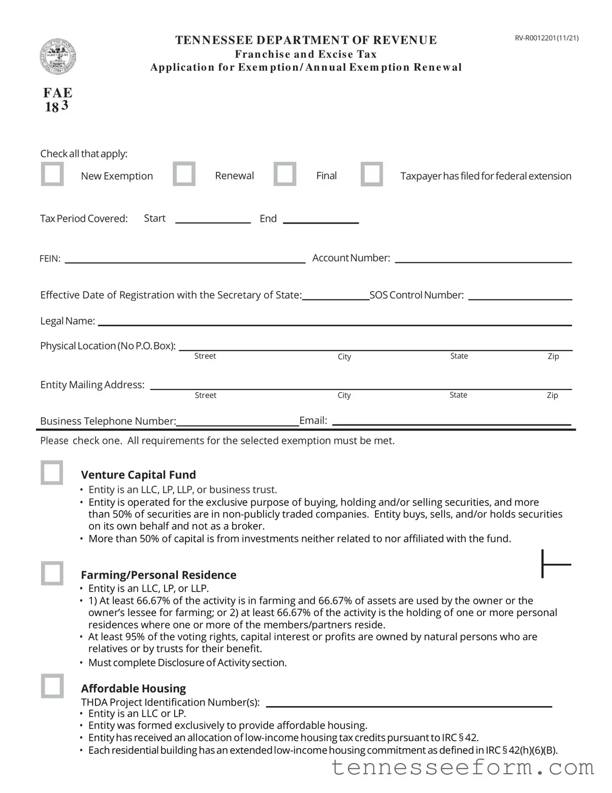 Get Tennessee 183 Template in PDF