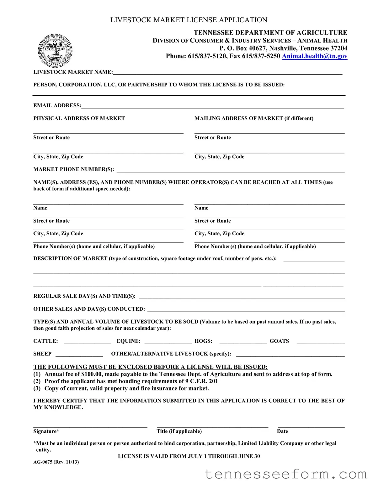 Get Tennessee Ag 0675 Template in PDF