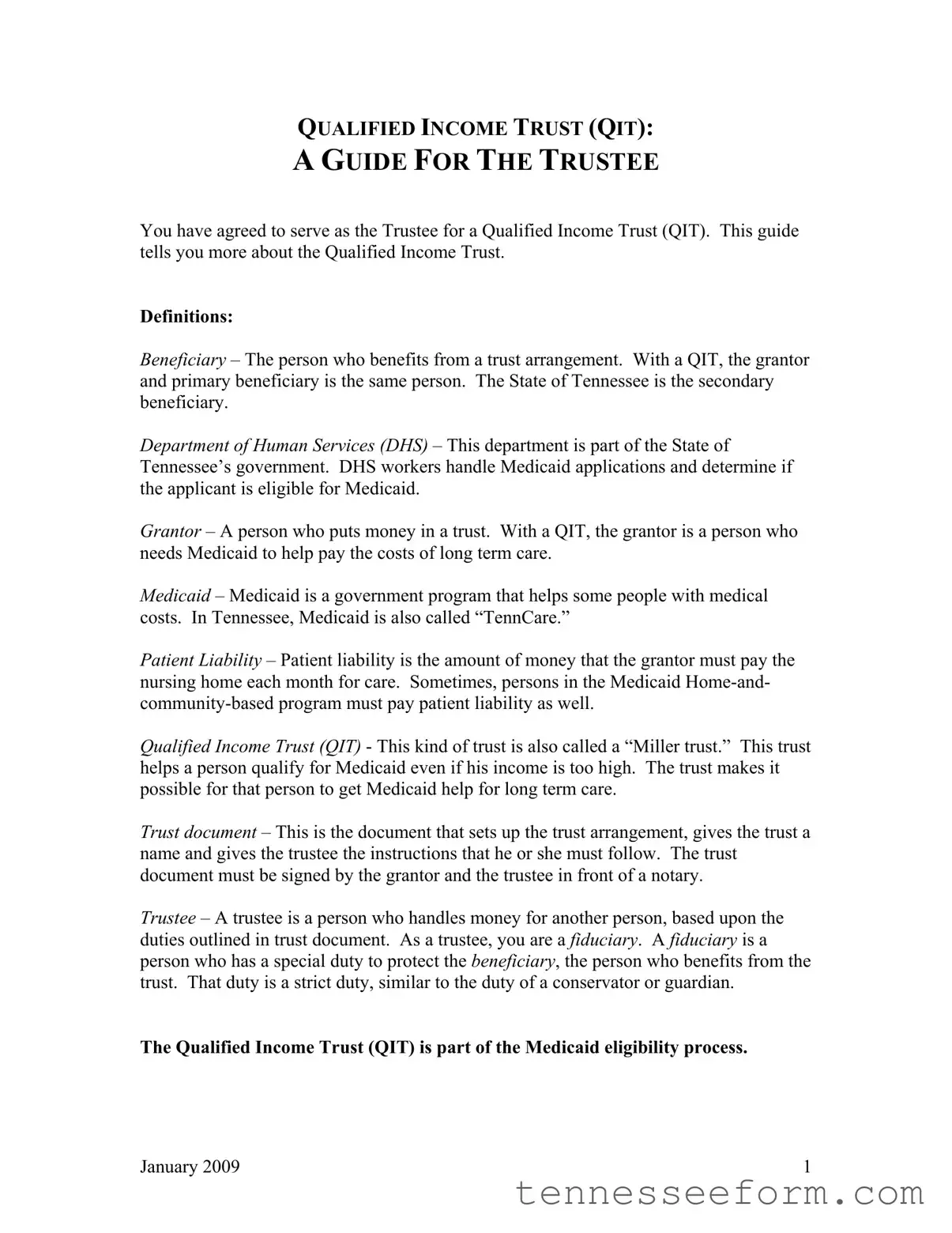 Get Tennessee Qit Template in PDF