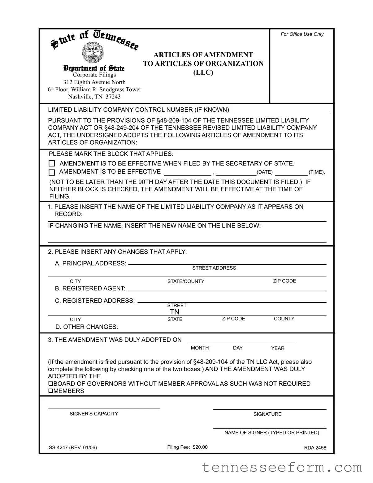 Get Tennessee Ss 4247 Template in PDF