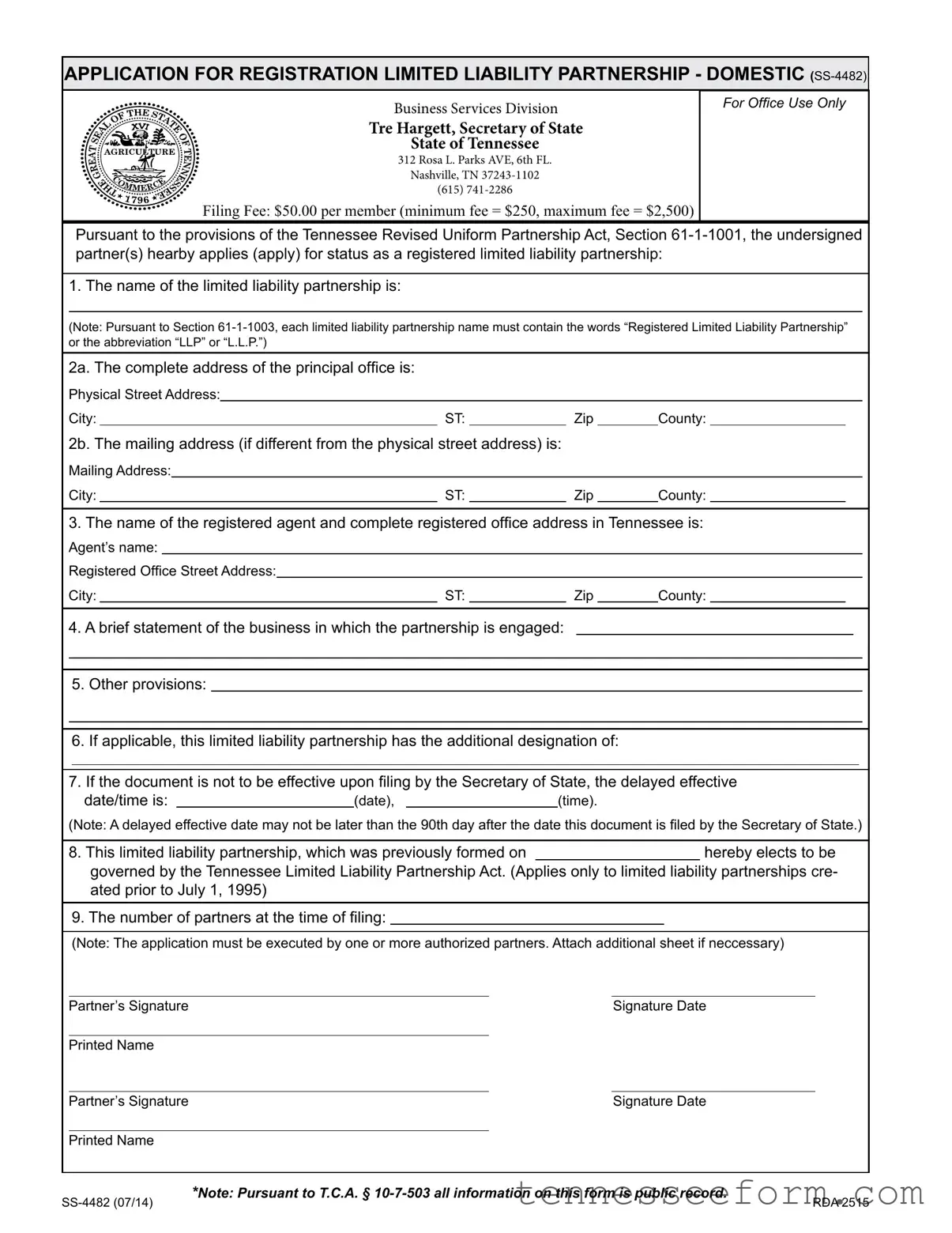 Get Tennessee Ss 4482 Template in PDF